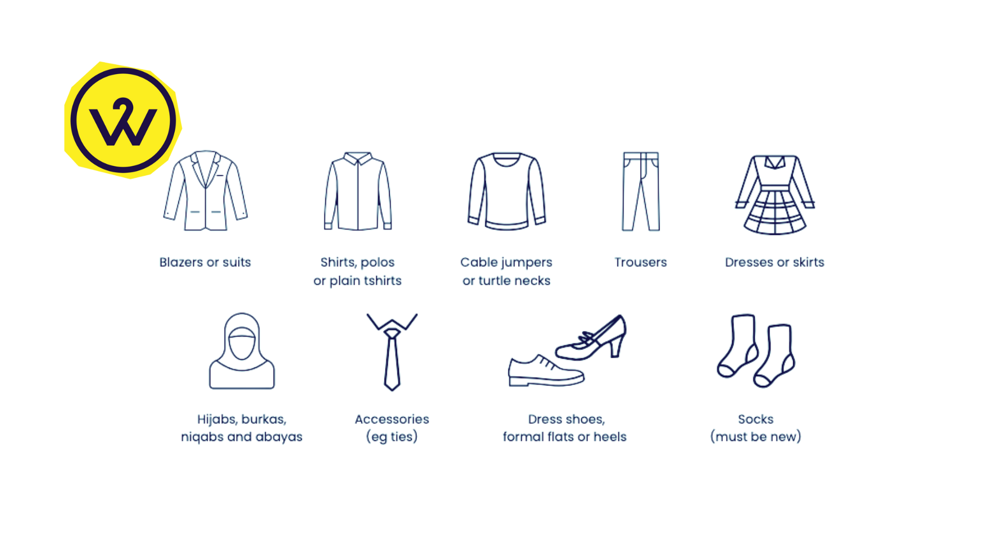 Image to show clothing that Moxie is collecting. Images to show blazers, suits, shirts, trouser and more.